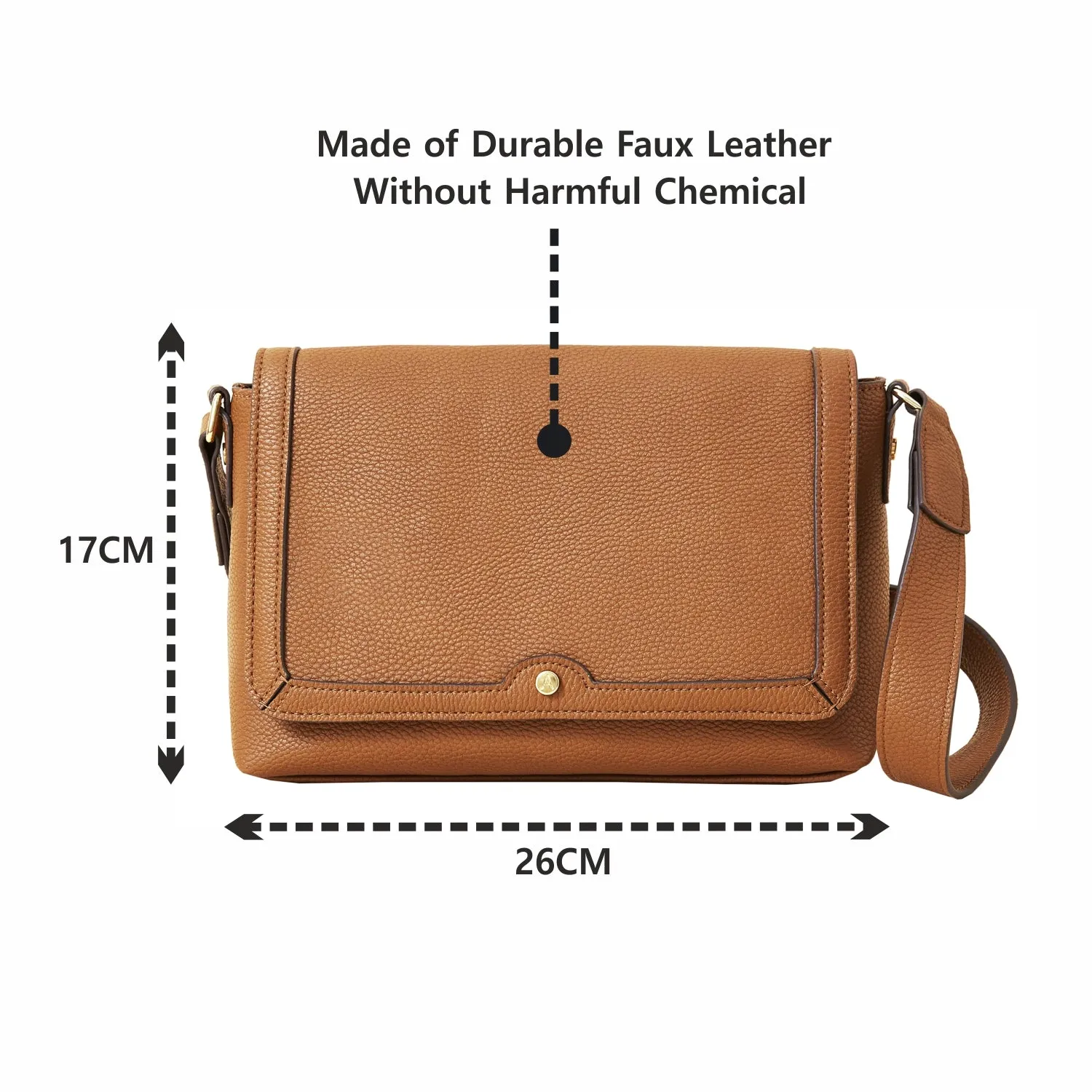 Accessorize London Women's Large Flap Tan Crossbody
