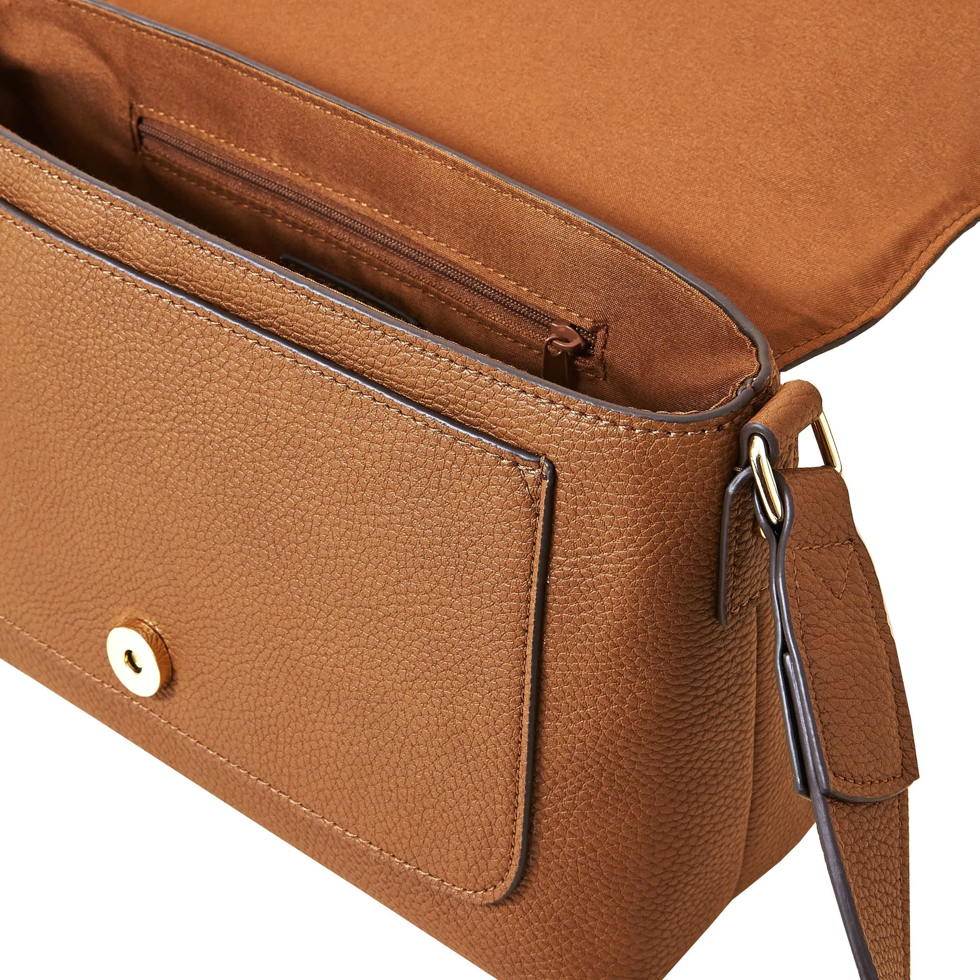 Accessorize London Women's Large Flap Tan Crossbody