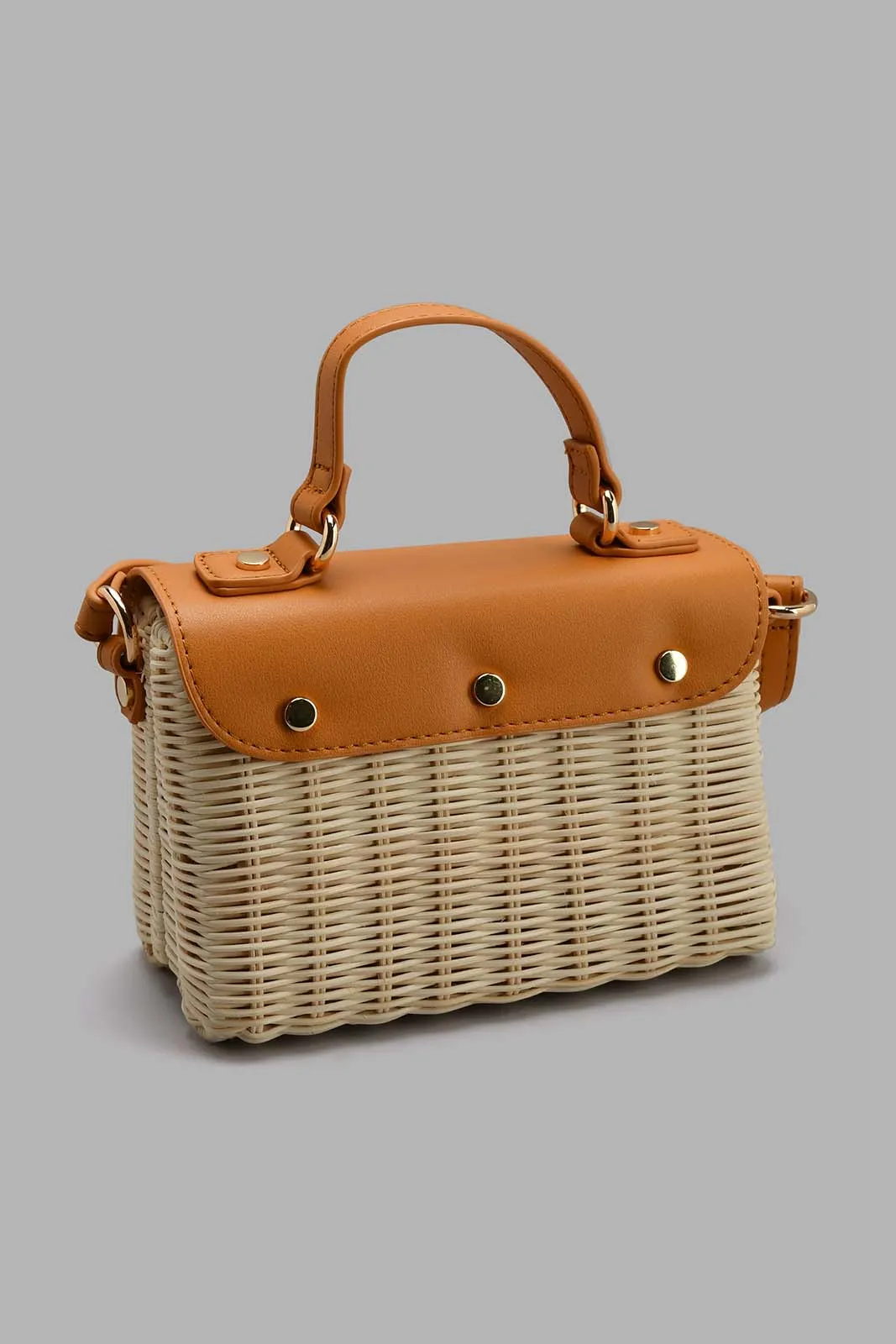 Beige Weave Crossbody Bag