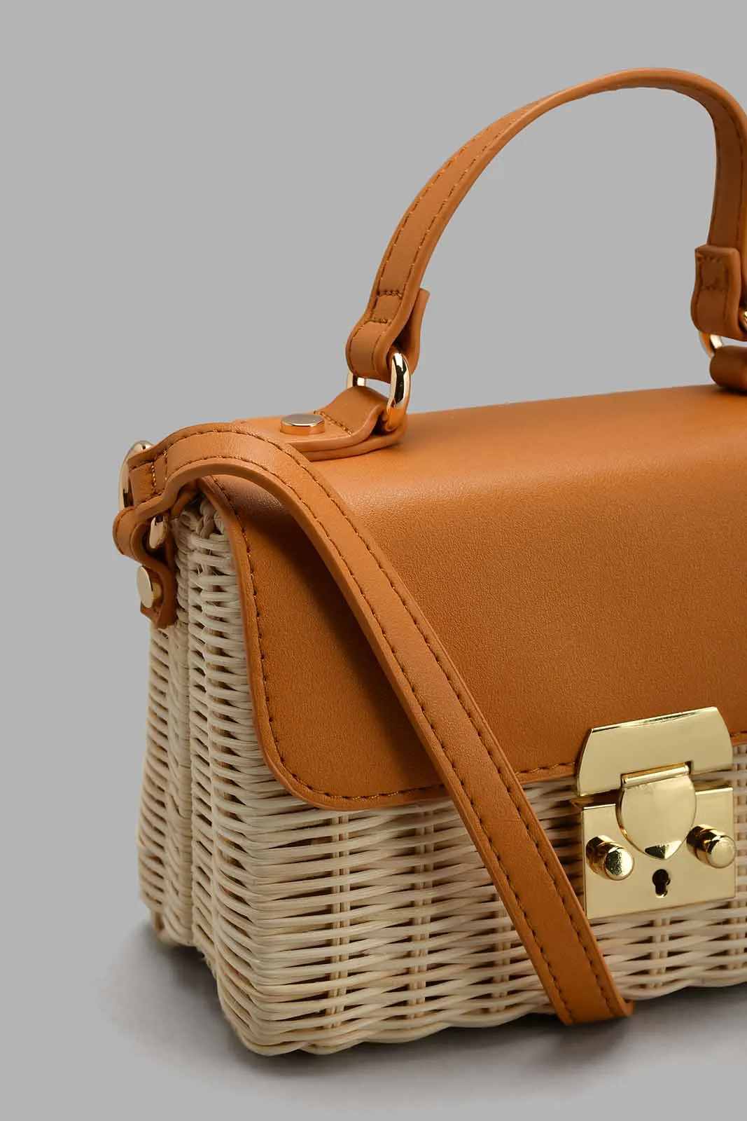Beige Weave Crossbody Bag