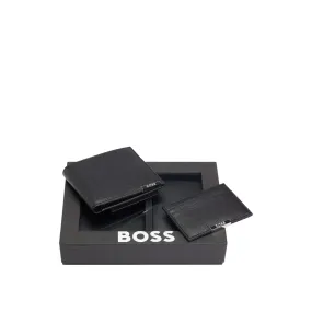 BOSS Logo-Plate Leather Wallet and Card Holder Gift Set