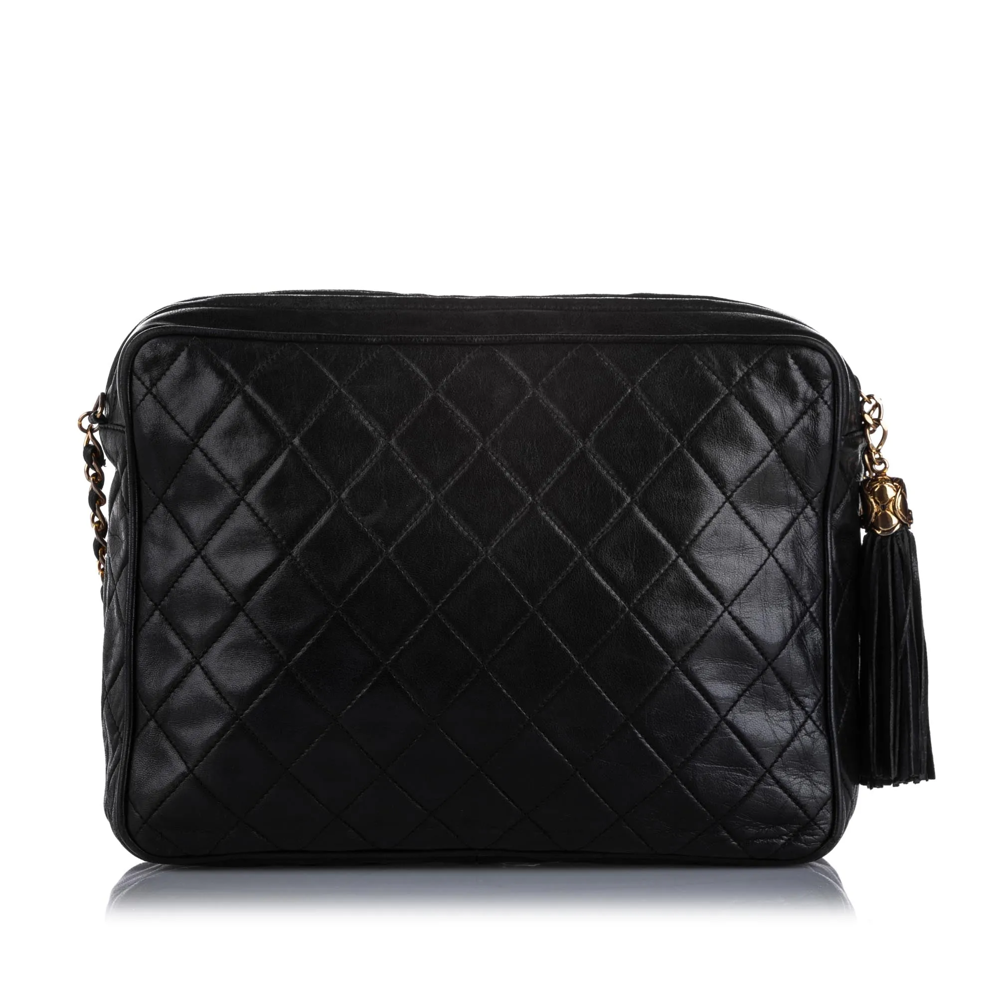 Chanel CC Classic Lambskin Leather Crossbody Bag Black