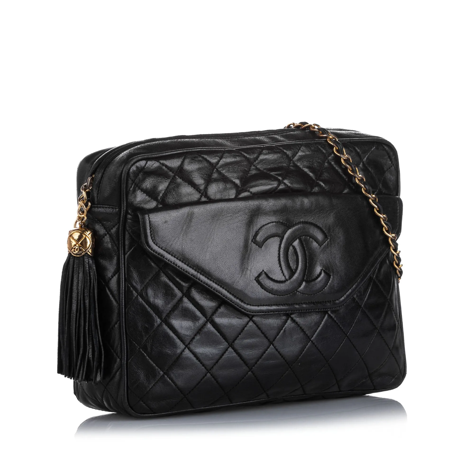 Chanel CC Classic Lambskin Leather Crossbody Bag Black