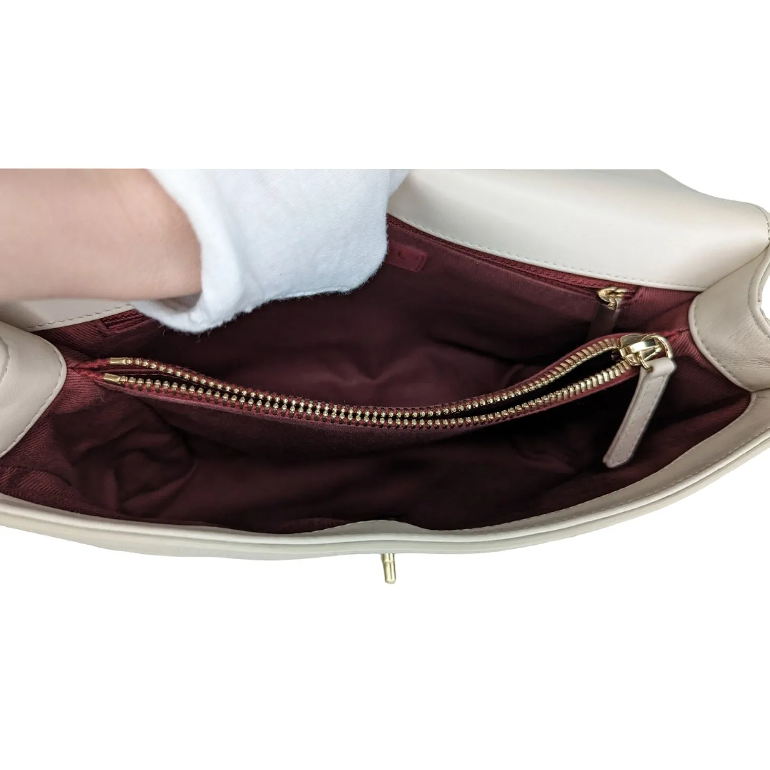 Chanel Cream Chevron Leather Coco Envelope Shoulder Bag