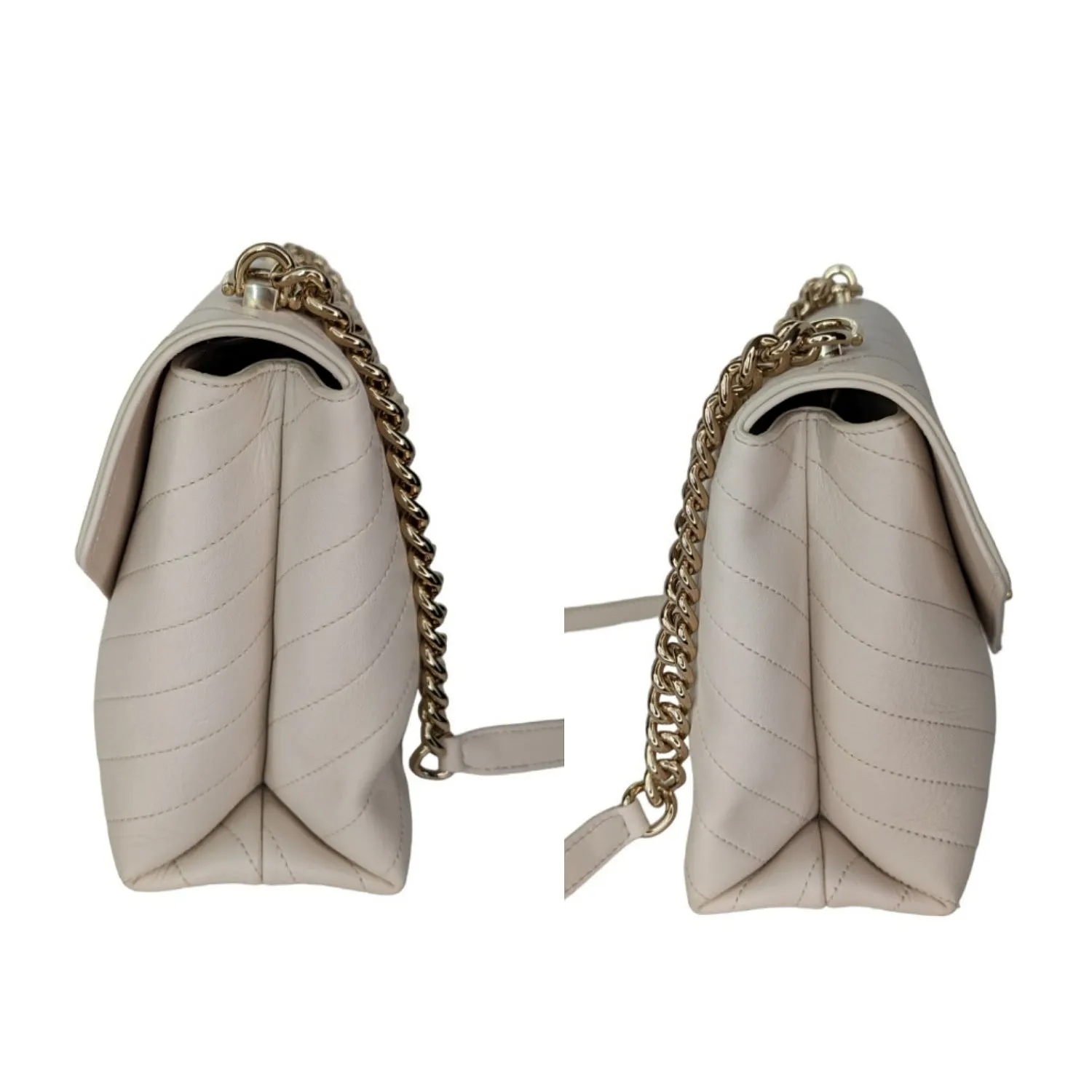 Chanel Cream Chevron Leather Coco Envelope Shoulder Bag