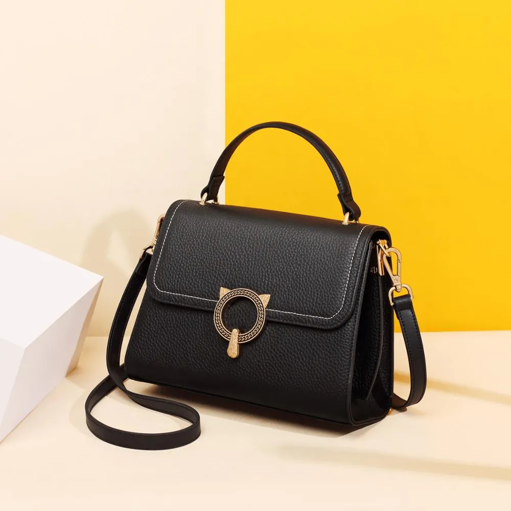 FOXER Classic Ladies Handbag Natural leather Large Capacity Women's Soft Fall Winter Shoulder Bags Commute Casual Crossbody Bag