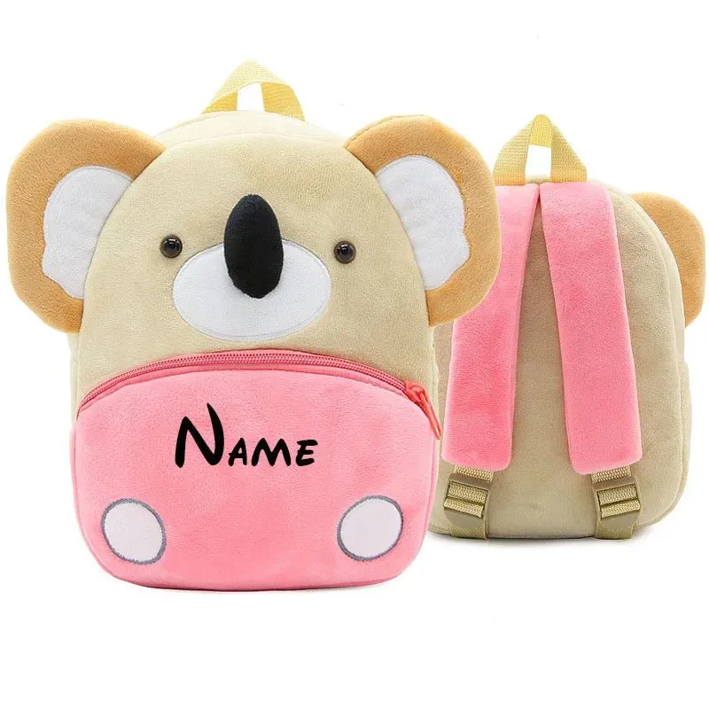 Personalised Toddler Backpack for Boy and Girl Cute Soft Plush Toddler Bag Animal Cartoon Small Mini Backpack For Kids 1-6 Years