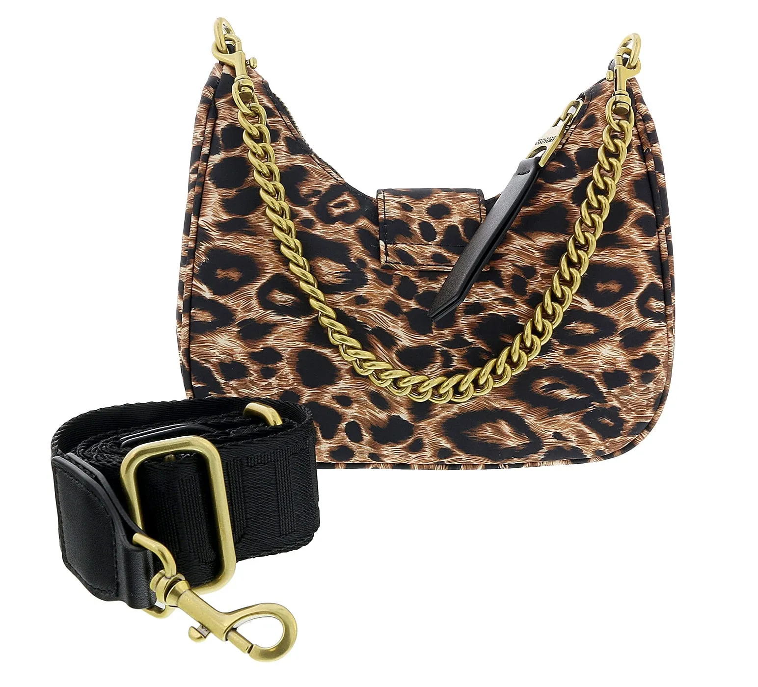 Versace Jeans Couture Animal Print Small Boho Nylon Shoulder Bag with Coin Purse